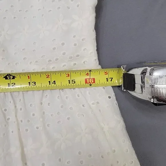 Downeast Eyelet Dress M White Cotton Fit & Flare Cottagecore - Picture 7 of 9